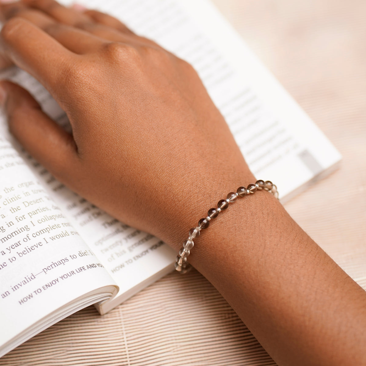 Smoky Quartz Stretch Bracelet - Stretchy, Tarnish Free and Waterproof
