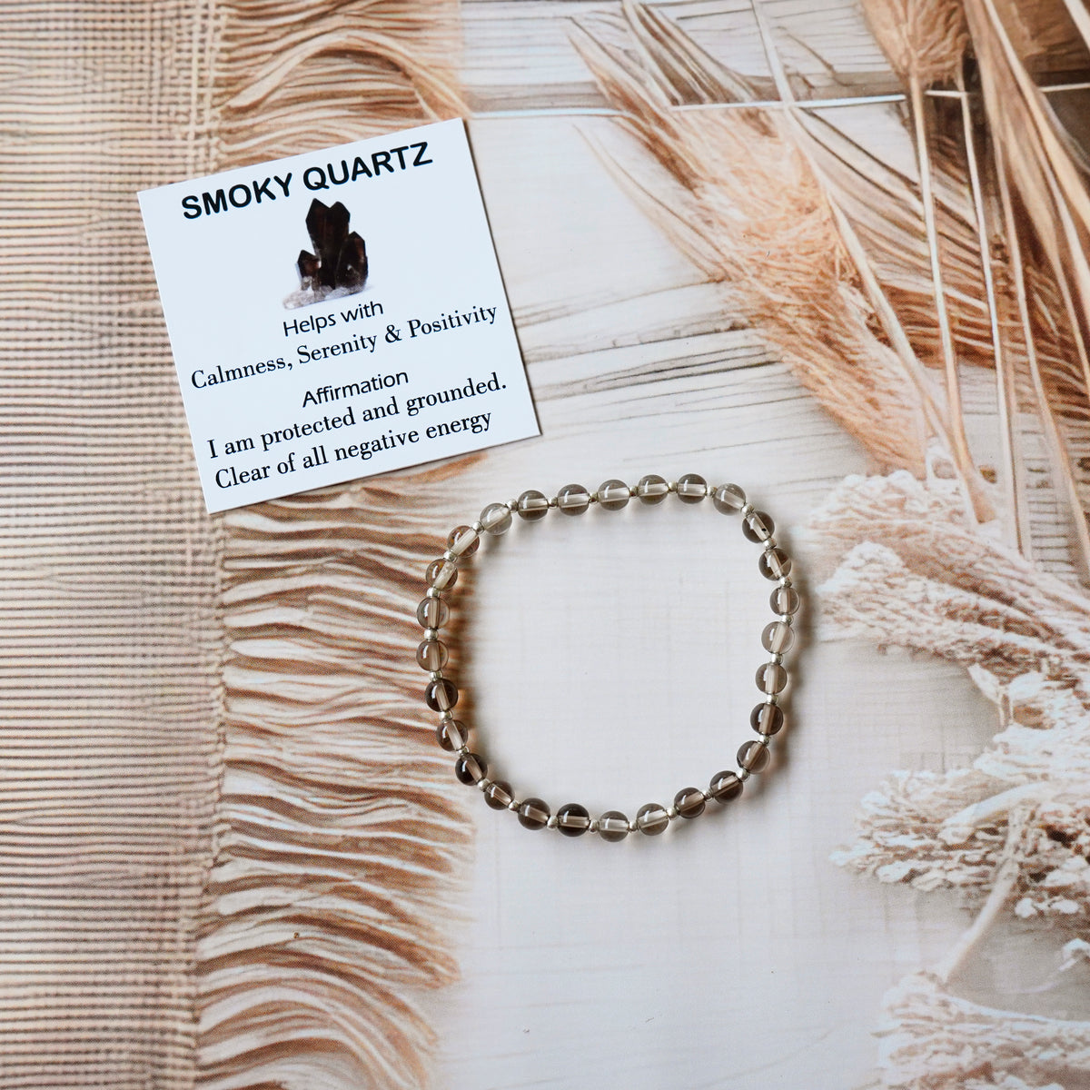 Smoky Quartz Stretch Bracelet - Stretchy, Tarnish Free and Waterproof