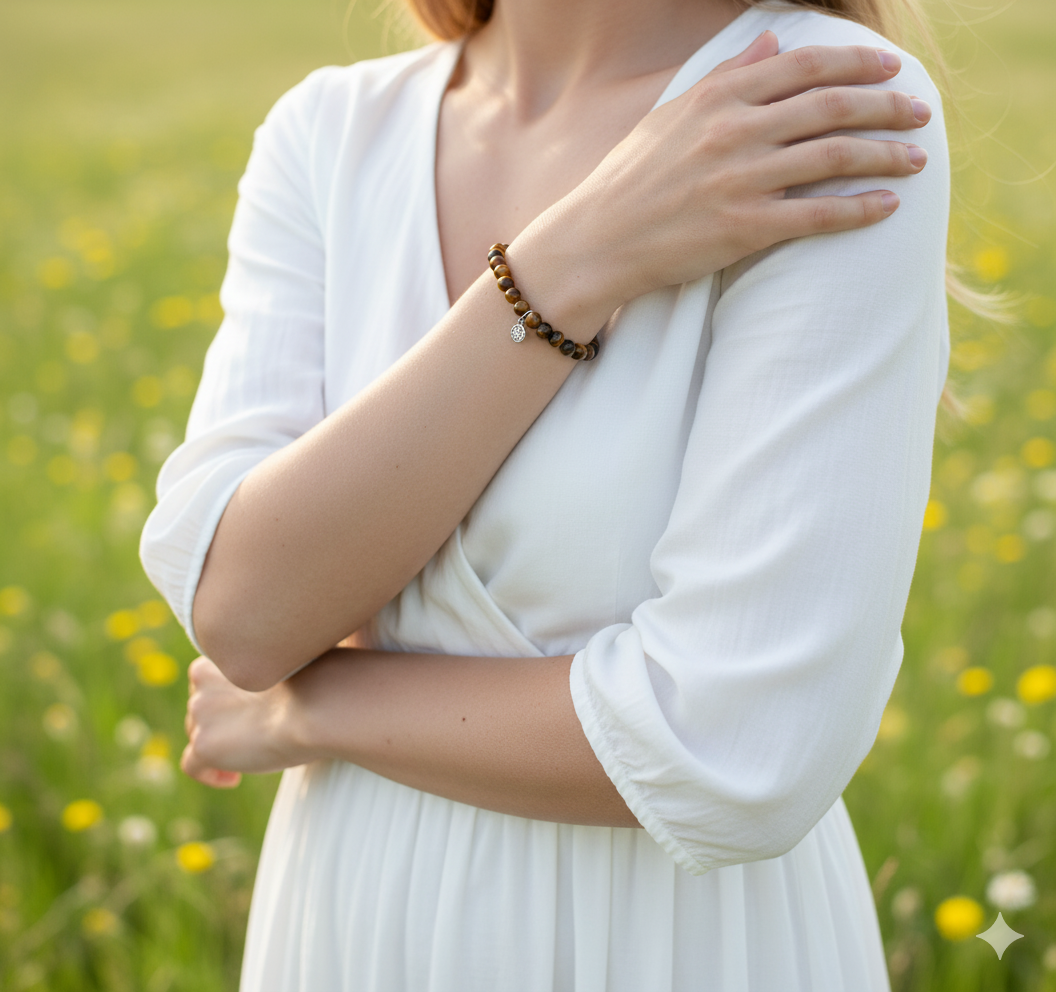 Dainty 4mm Tiger's Eye Bracelet - Stretchy, Tarnish Free and Waterproof