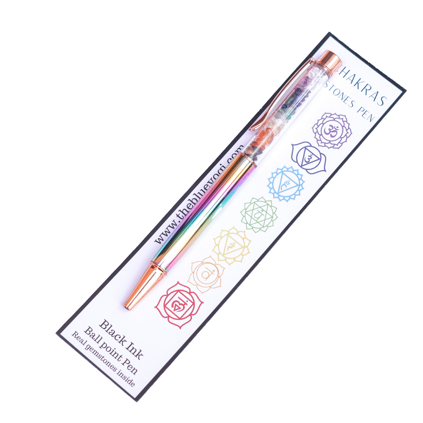 7 Chakras Black Ball point Pen - Reiki Infused