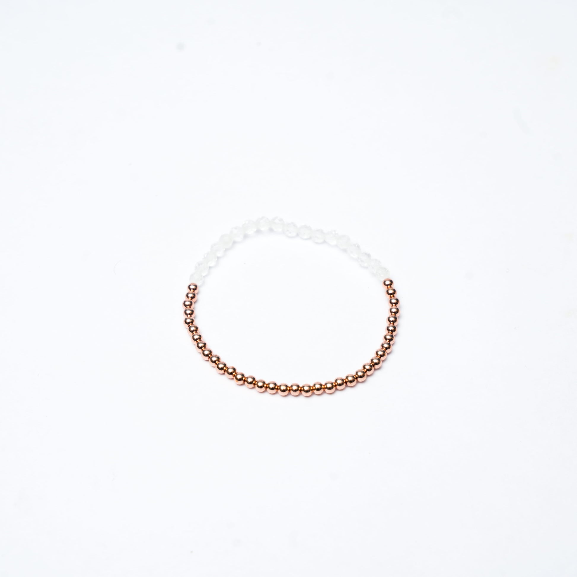 Clear white bracelet with 3mm copper on a white background