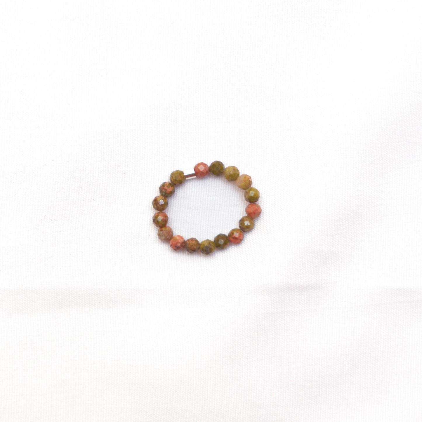 Dainty and stackable Unakite stretchy Fidget ring - Stress and anxiety relief