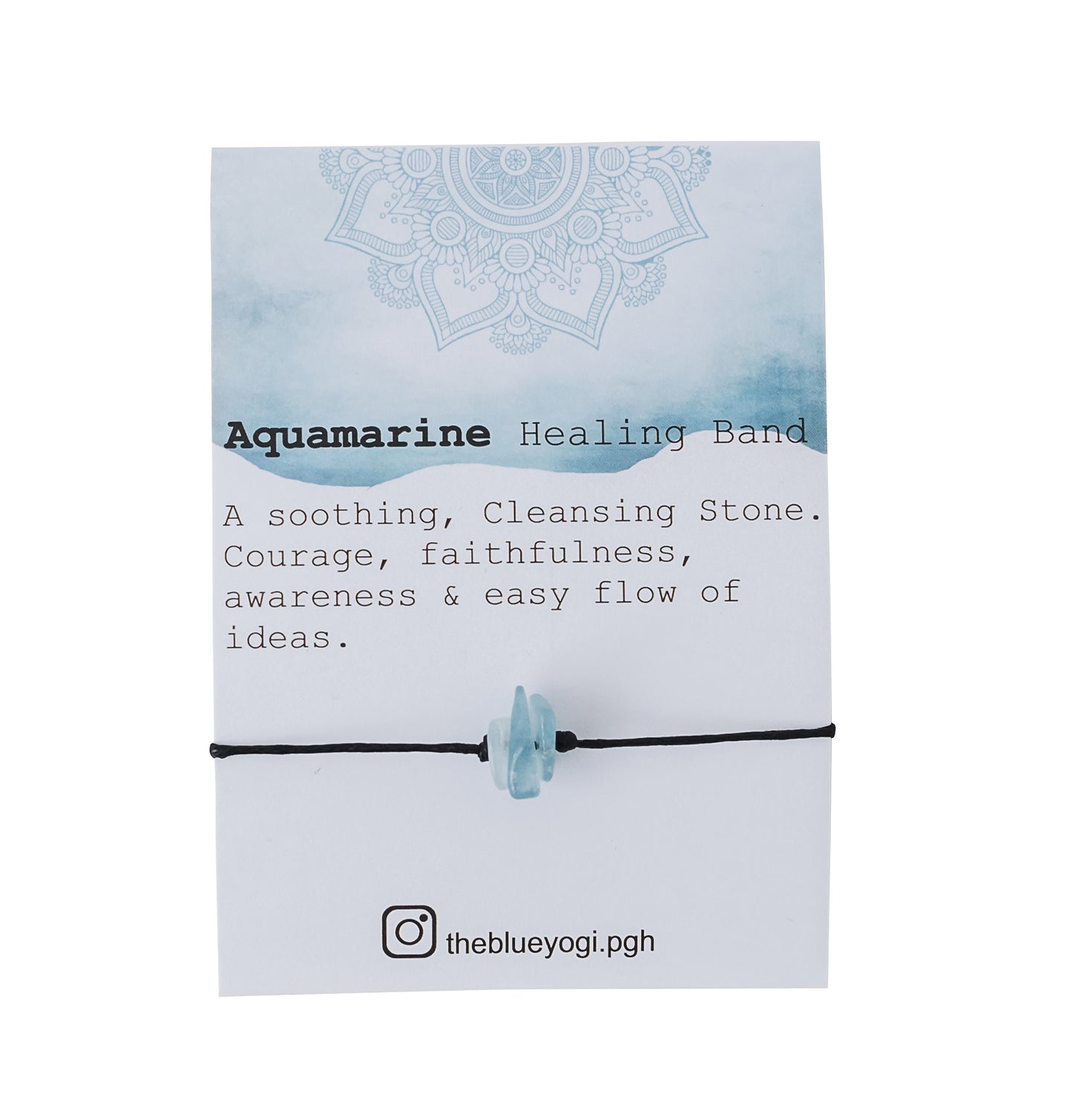 Aquamarine Gemstone Healing Band Casual, Minimal, Boho Tie Closure - Theblueyogi