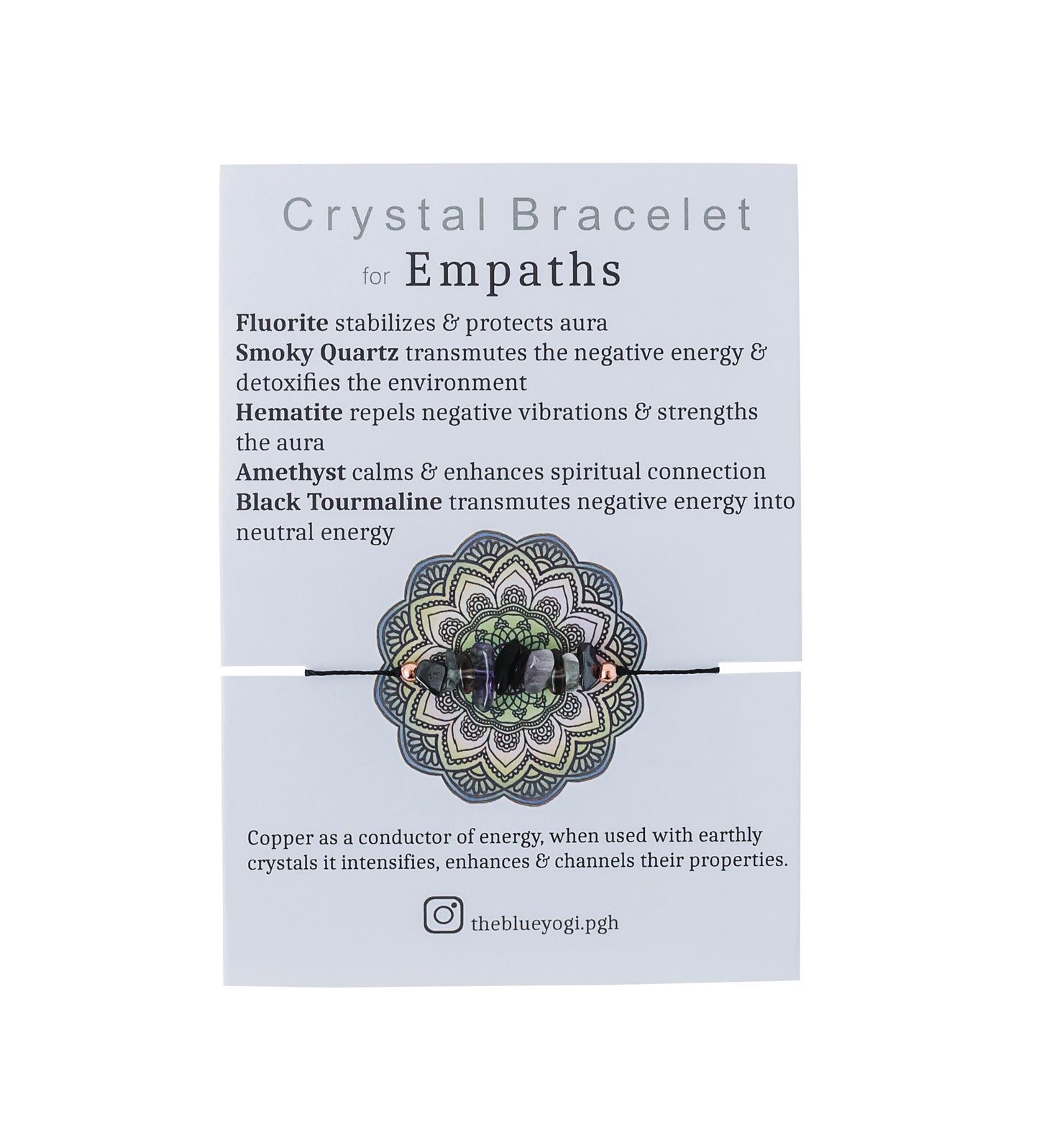 Best Empath Crystal Bracelet with Affirmation | The Blue Yogi