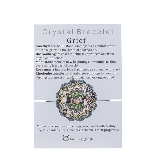 Premium Grief Crystal Bracelet with Affirmation | The Blue Yogi