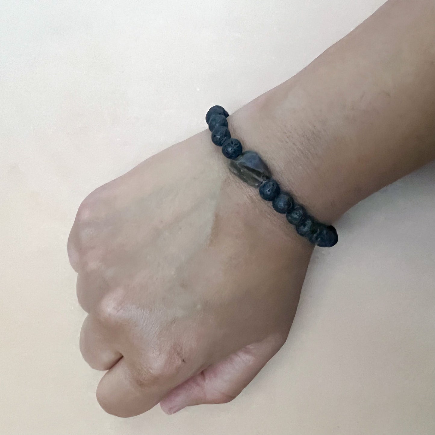Smoky Quartz and Lava stone Diffuser Bracelet - Aromatherapy Bracelet