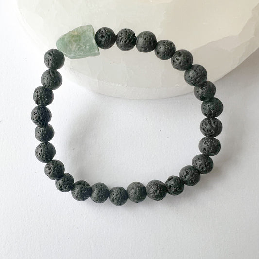 Amazonite and Lava stone Diffuser Bracelet - Aromatherapy Bracelet