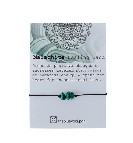 Malachite Gemstone Healing Band with an affirmation - Tie closure - Theblueyogi