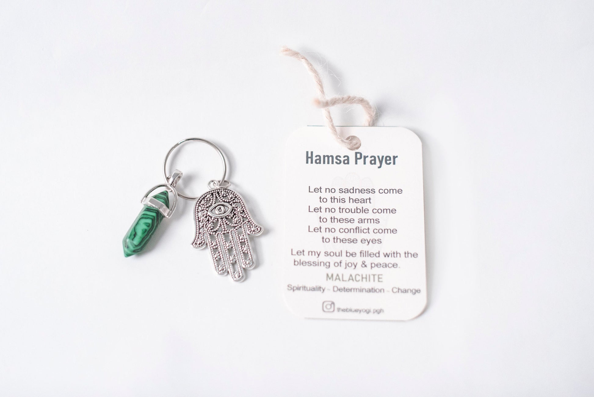 Unique Hamsa and Malachite Key Chain | The Blue Yogi