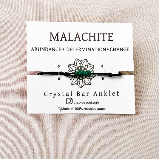 Top Minimal Malachite Bar Adjustable Anklet | The Blue Yogi