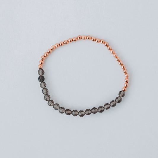 Premium Faceted Smoky Quartz & Copper Bead Bracelet | The Blue Yogi