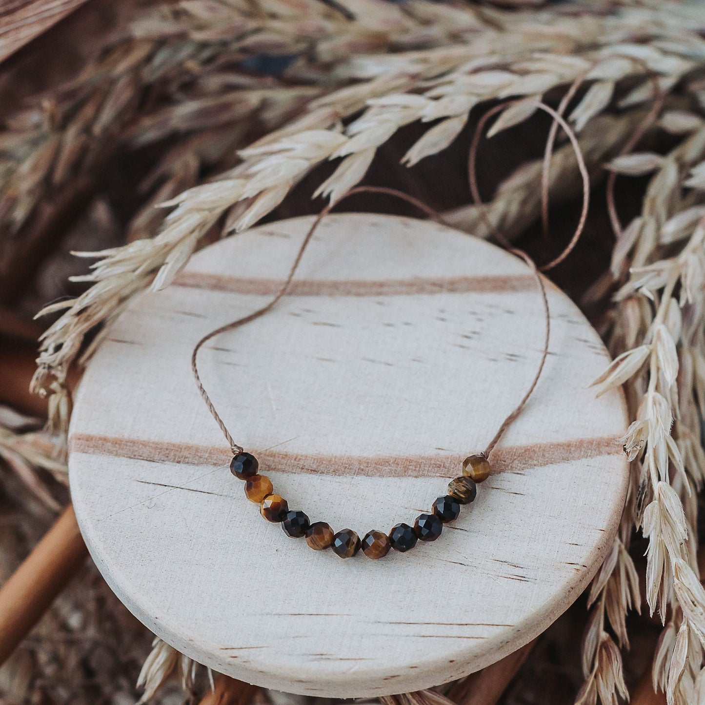 Natural Gemstones Tiger Eye Cord Necklace | The Blue Yogi