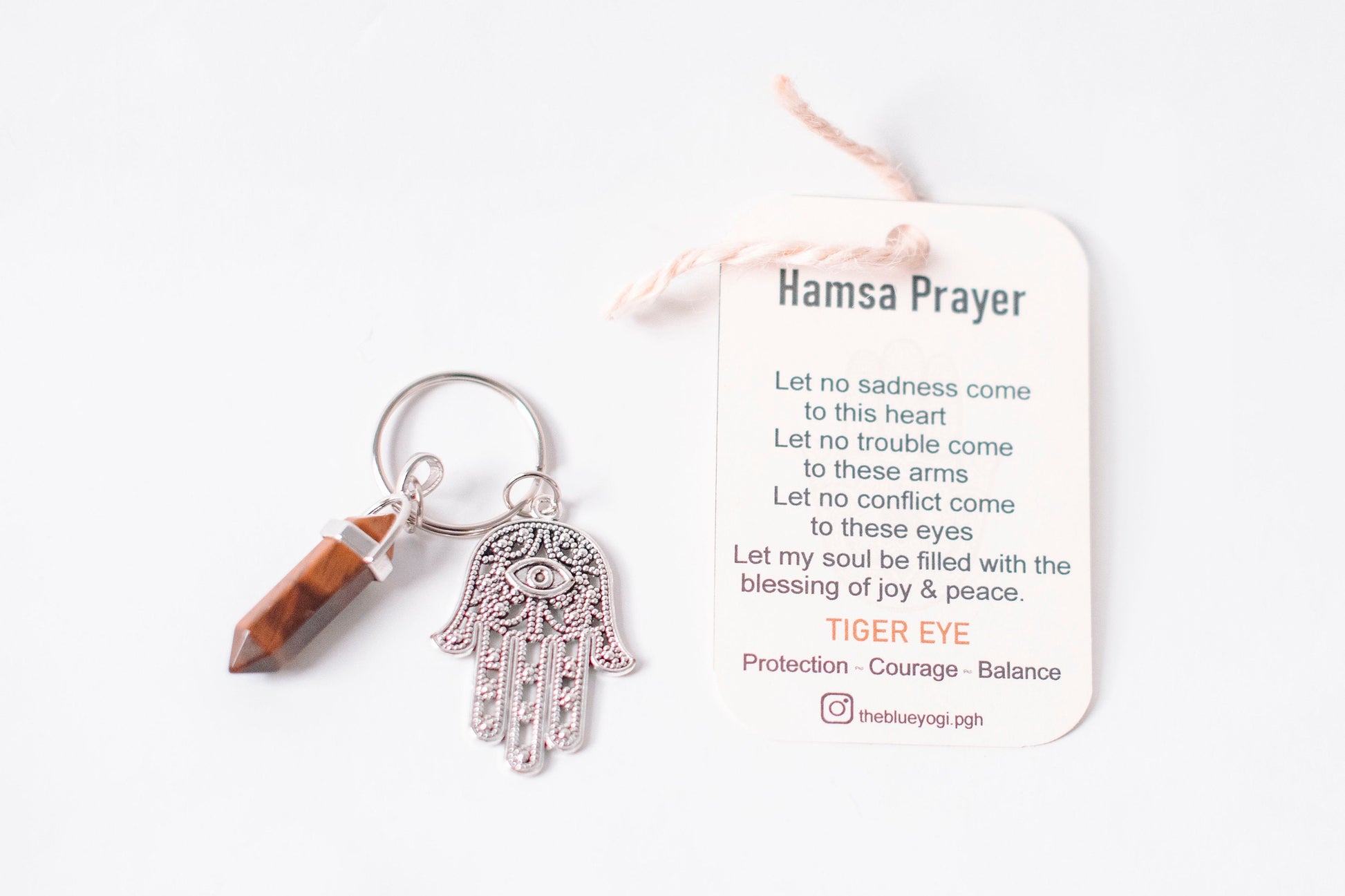 Top Hamsa & Tiger Eye Key Chain | The Blue Yogi