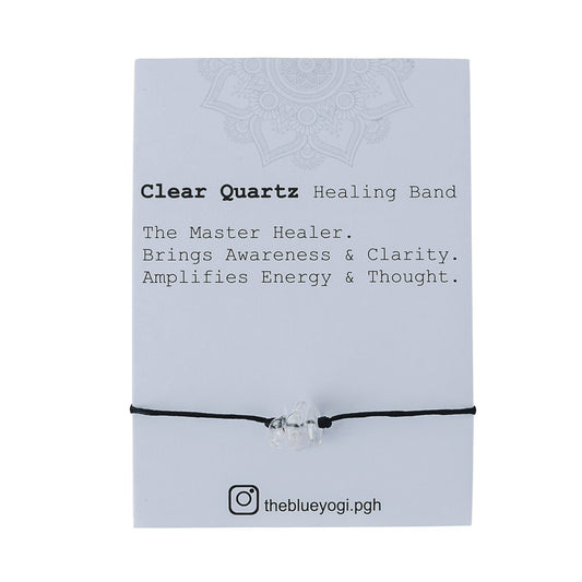 Clear Quartz Gemstone Healing Band with an affirmation - Tie Closure - Theblueyogi