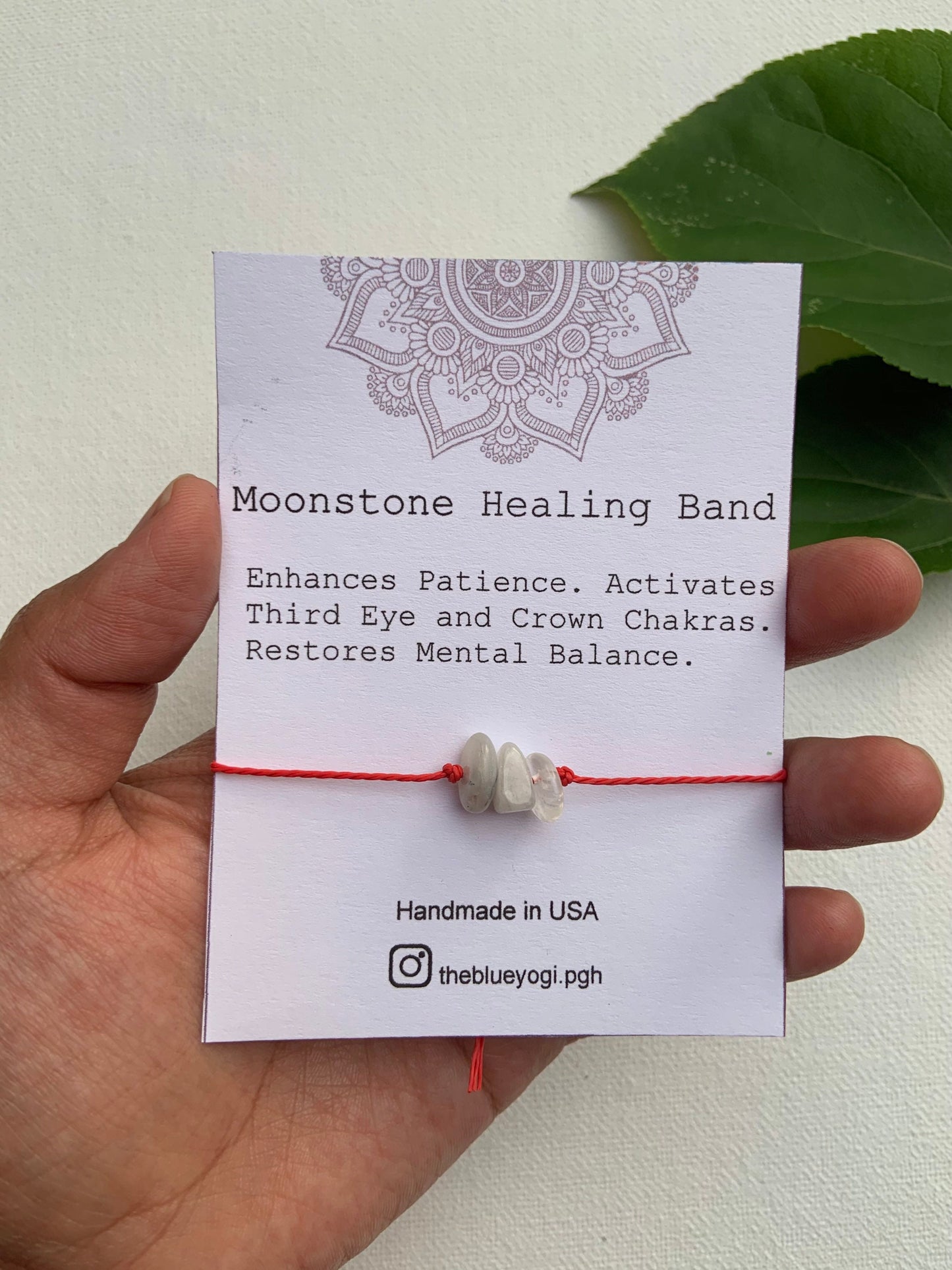 Moonstone Gemstone Healing Band - Casual, Minimal, Boho - Tie Closure - Theblueyogi