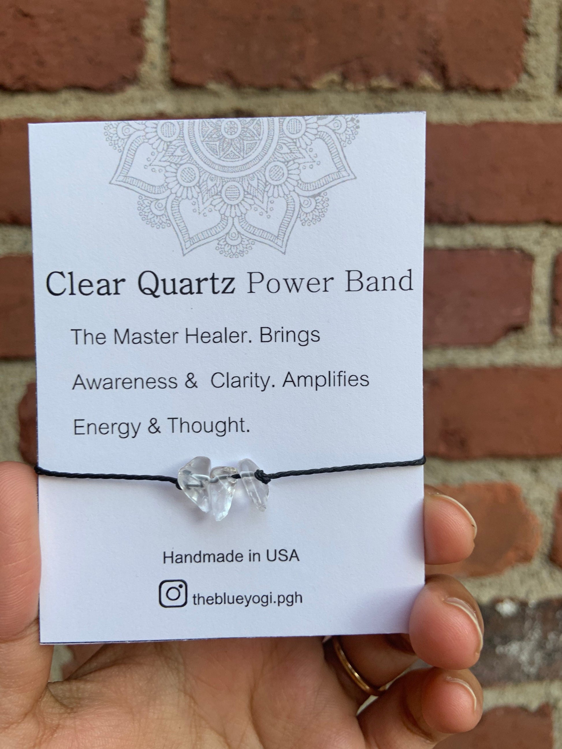 Clear Quartz Gemstone Healing Band - Casual & Boho- Tie Closure - Theblueyogi