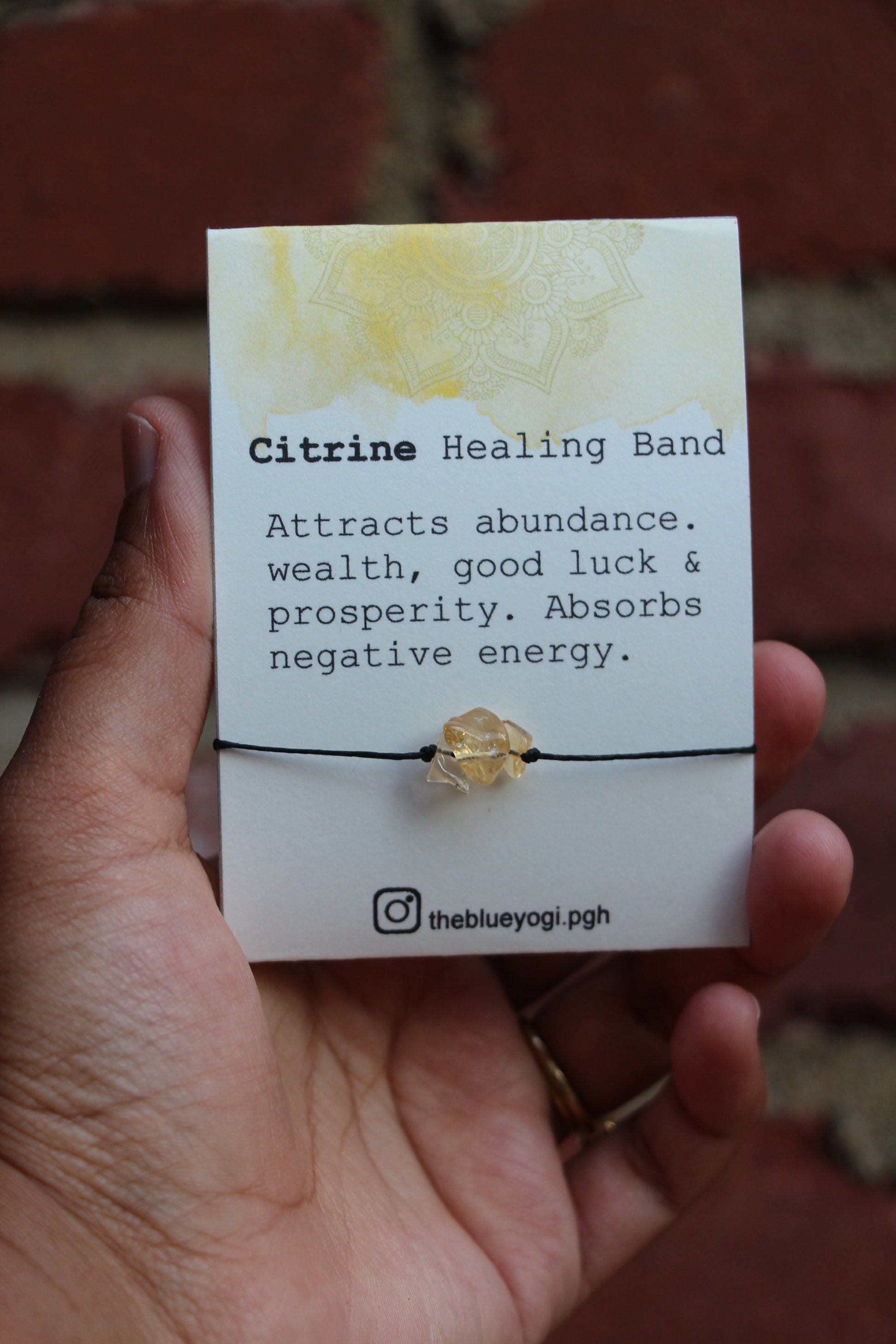 Citrine Gemstone Healing Band - Casual, boho anklet or Bracelet - Tie Closure - Theblueyogi