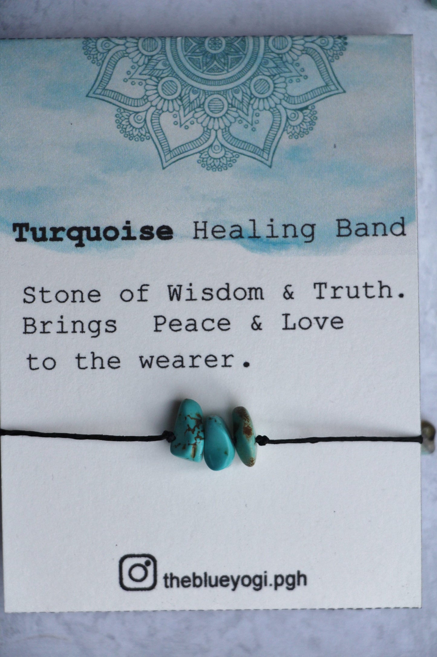 Turquoise Gemstone Healing Band - Casual & Boho Bracelet or Anklet - Tie closure - Theblueyogi