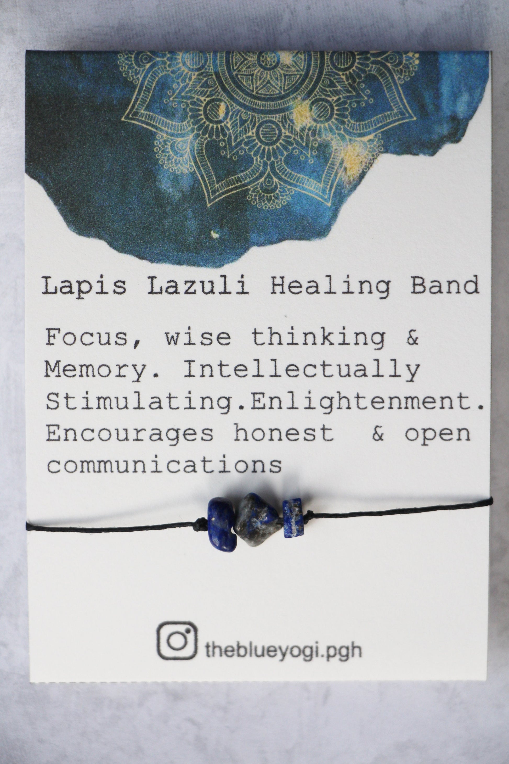 Lapis Lazuli Gemstone Power Band - Casual & Boho - Tie Closure - Theblueyogi