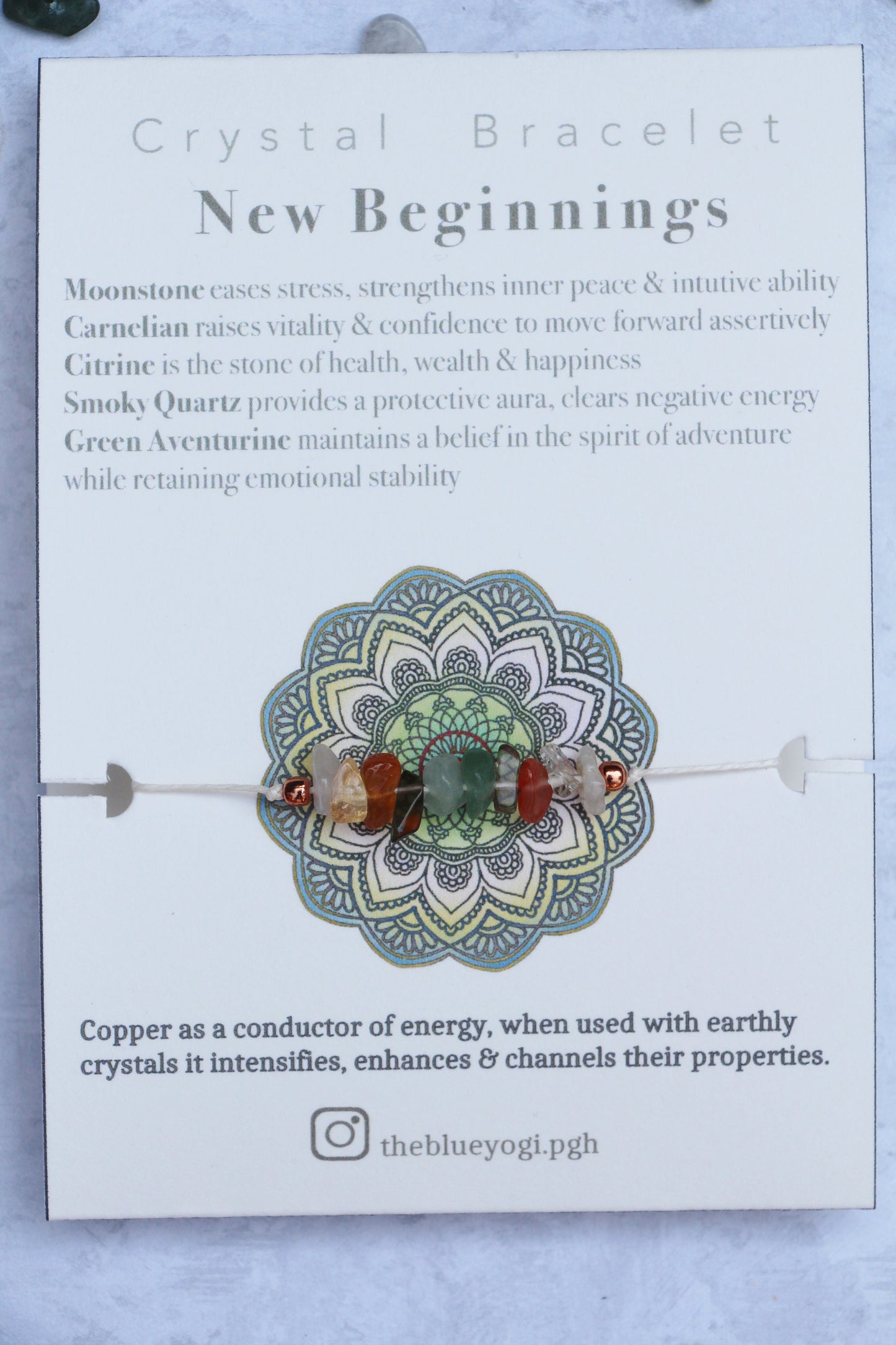 New Beginnings crystal bracelet/anklet - Eco friendly and Sustainable - Tie closure - Theblueyogi