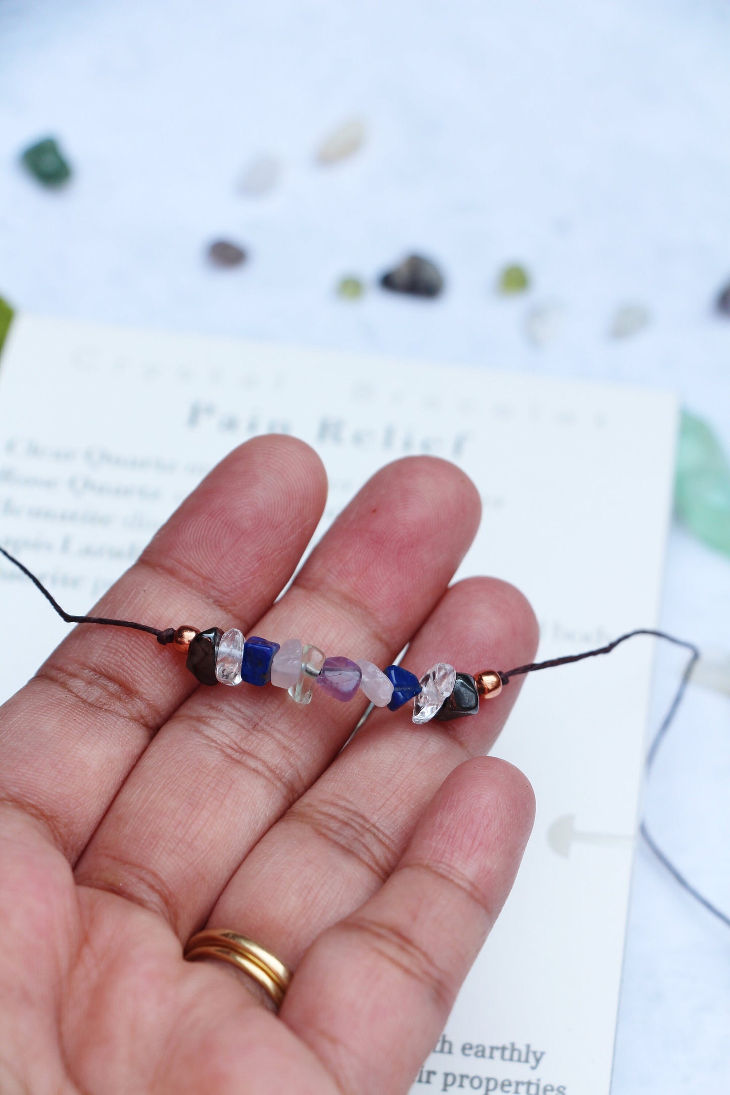 Pain Relief crystal bracelet/anklet - Eco friendly and sustainable - Tie closure - Theblueyogi