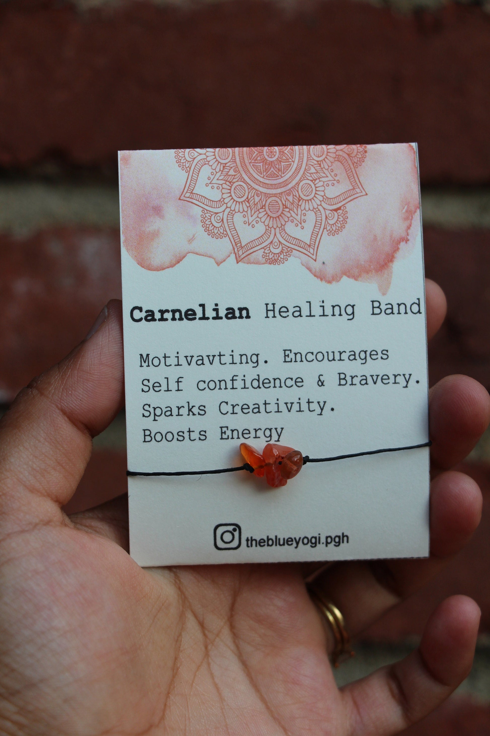 Carnelian Gemstone Healing Band - Casual & Boho - Tie Closure - Theblueyogi