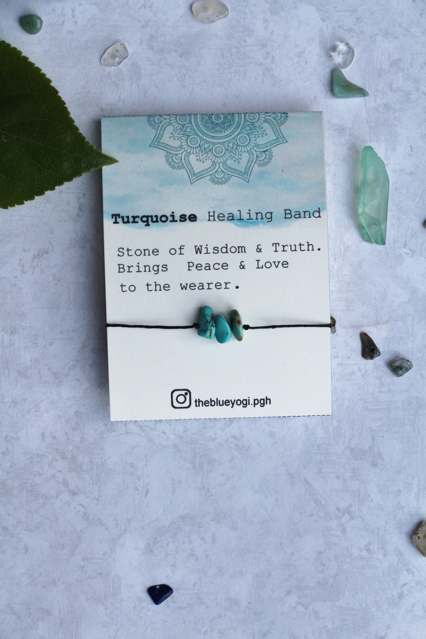 Turquoise Gemstone Healing Band - Casual & Boho Bracelet or Anklet - Tie closure - Theblueyogi