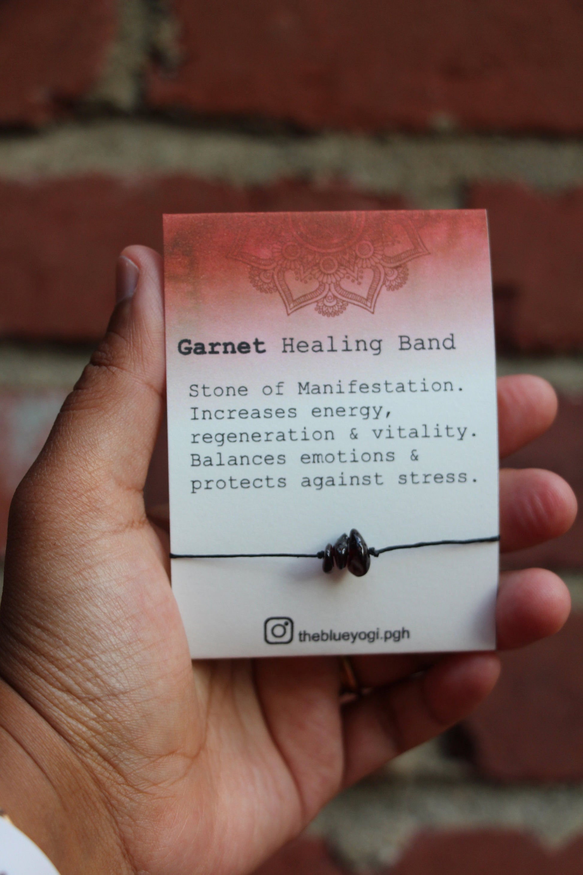 Garnet Gemstone Healing Band - Casual, Boho, Chic - Tie Closure - Theblueyogi