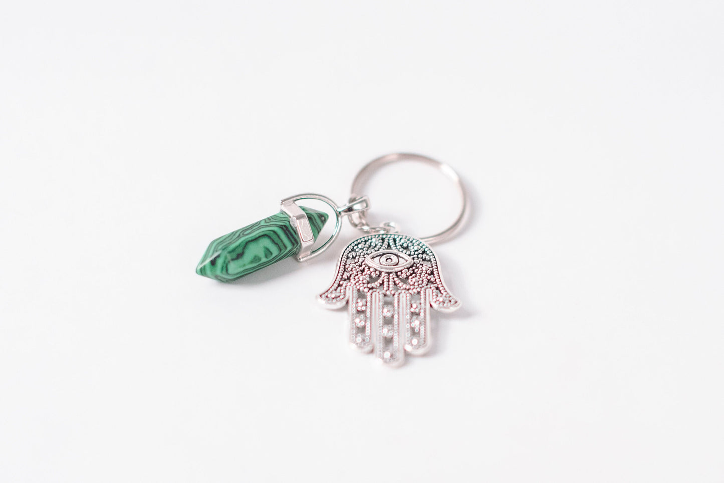 Hamsa & Malachite Key chain/Key-ring - Theblueyogi