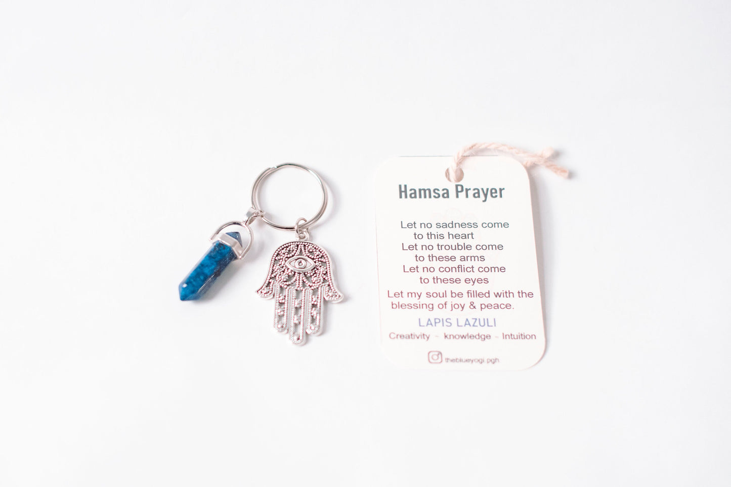 Hamsa & Lapis Lazuli Key chain/Key-ring - Small gifts - Theblueyogi