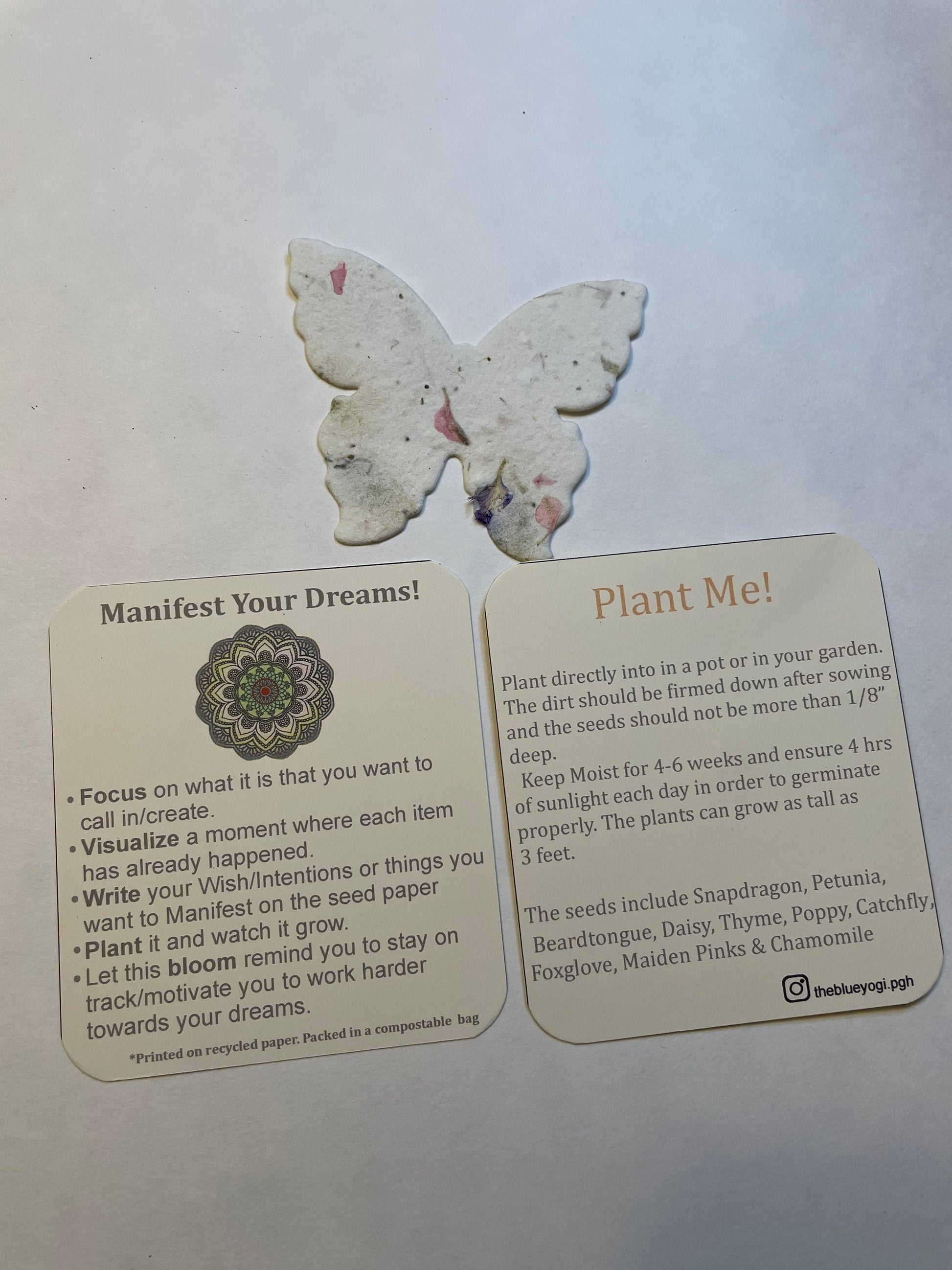 Butterfly seed paper to Manifest your dreams/wishes - Theblueyogi