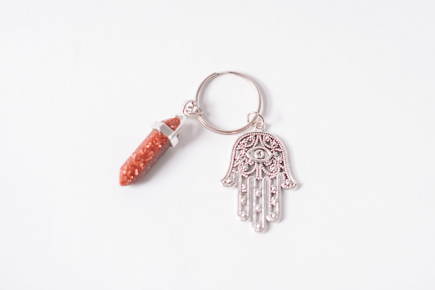 Hamsa & Goldstone Key chain/Key-ring- Small gifts - Theblueyogi