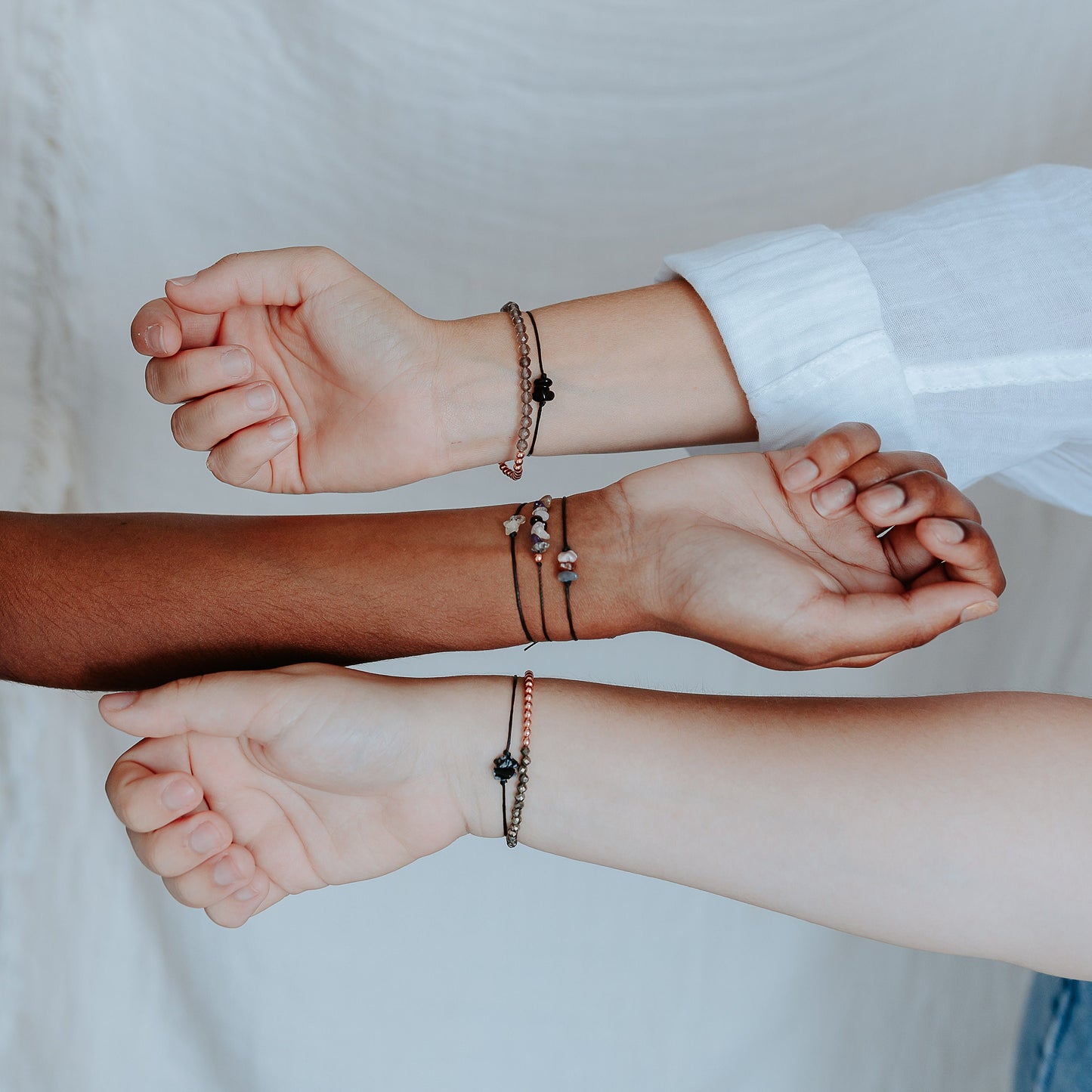 Raw Smoky Quartz Gemstone Healing Band with an Affirmation - Minimal & Stackable Bracelet or Anklet- Tie closure - Theblueyogi