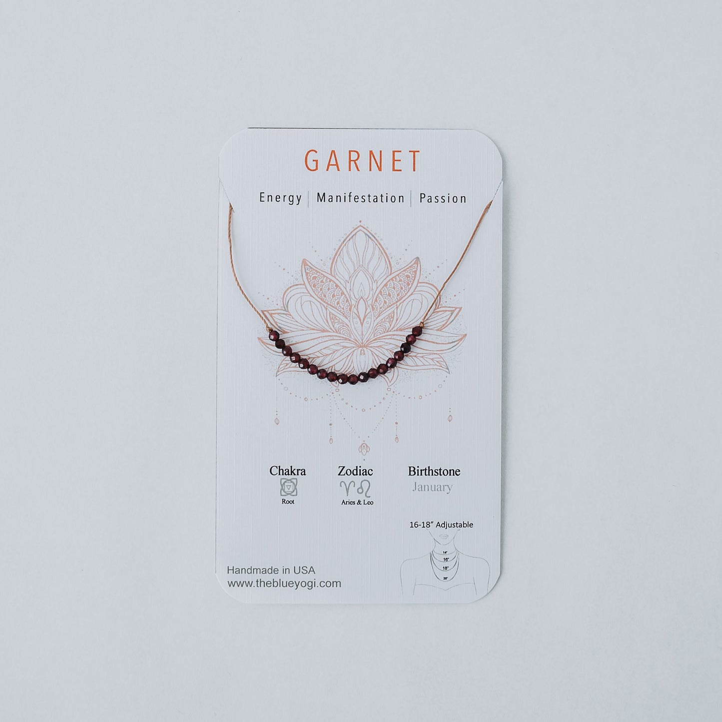 Dainty 4mm Faceted Garnet and Sterling silver Necklace - Minimal, casual and light weight - 16”- 18” adjustable - Theblueyogi
