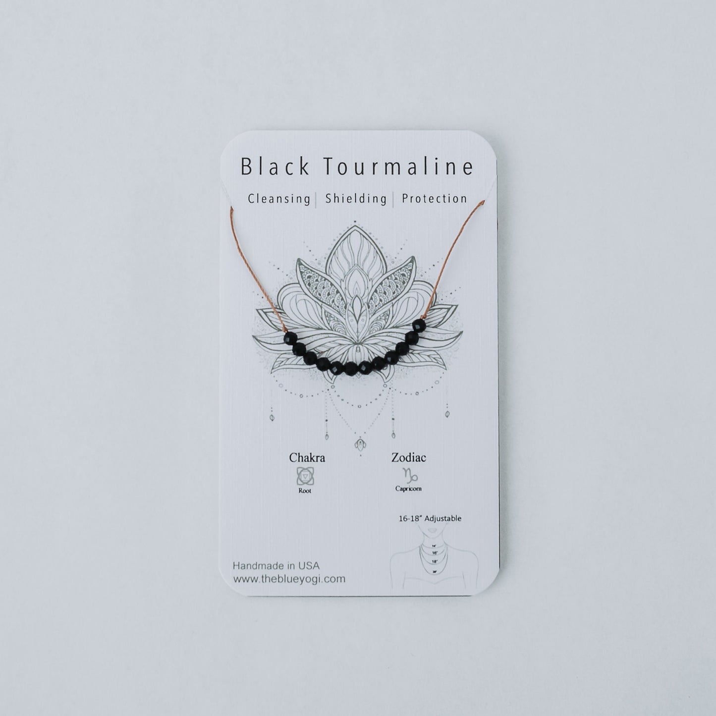 Dainty 4mm Faceted Black Tourmaline Cord Necklace - Minimal, casual and light weight - 16”- 18” adjustable - Theblueyogi