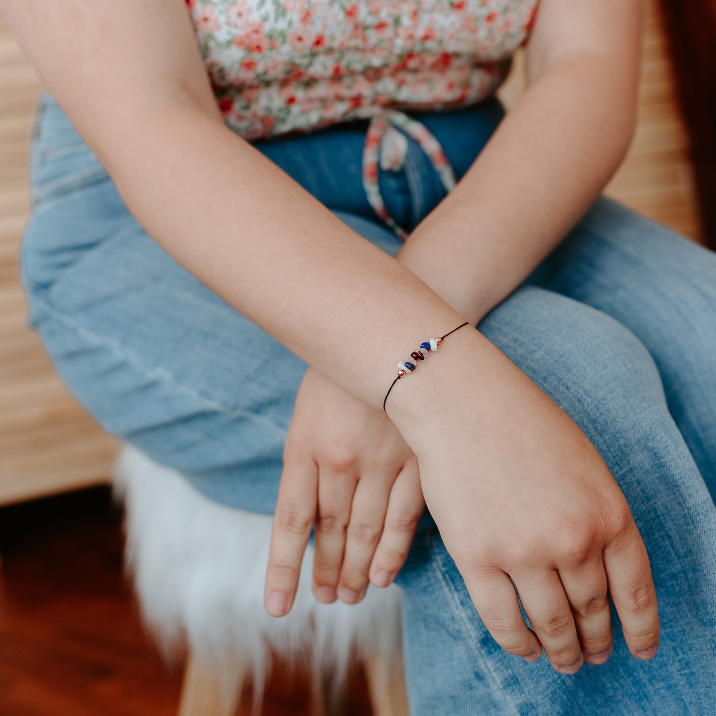 Love crystal bracelet, anklet boho, casual & minimal Tie closure - Theblueyogi