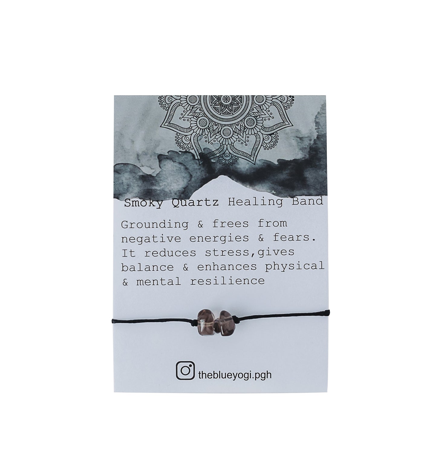 Raw Smoky Quartz Gemstone Healing Band with an Affirmation - Minimal and Stackable Bracelet or Anklet- Tie closure